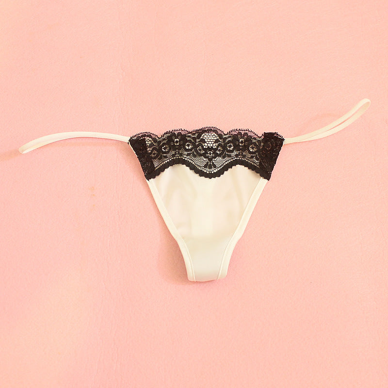 Late Supper satin thong in White, flat lay