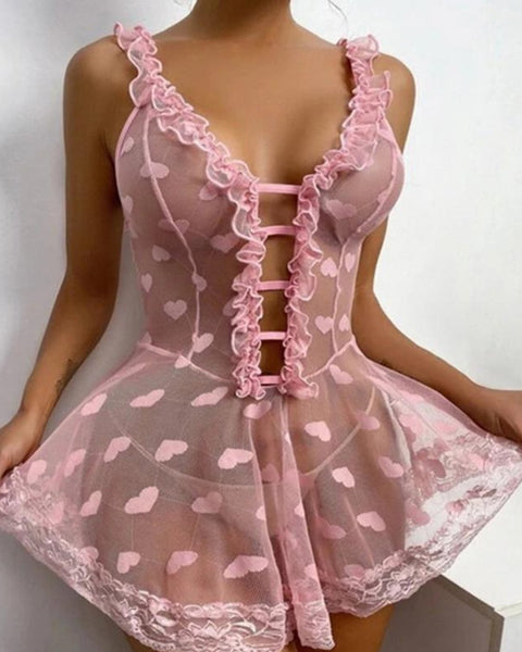 Sleepwear Pink Heart Mesh Dress Coochie Koo