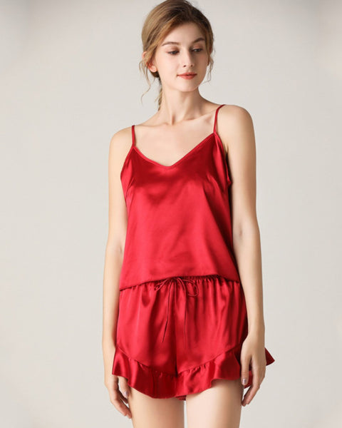 Sleepwear Red Short Satin Pyjama Set Coochie Koo