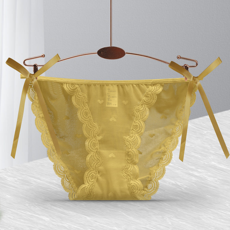 Loose Ends tie-side panties in Mustard, flat lay