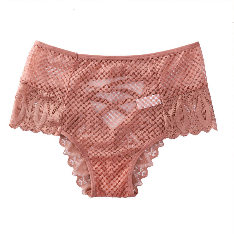 Window Seat high-waist lace panties in Dusty Rose, flat lay
