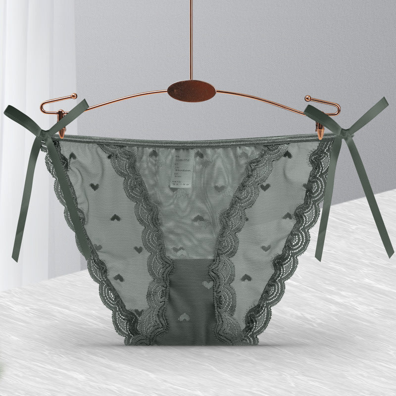 Loose Ends tie-side panties in Green, flat lay