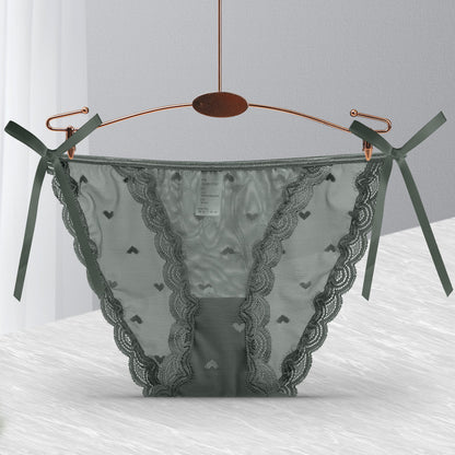 Loose Ends tie-side panties in Green, flat lay