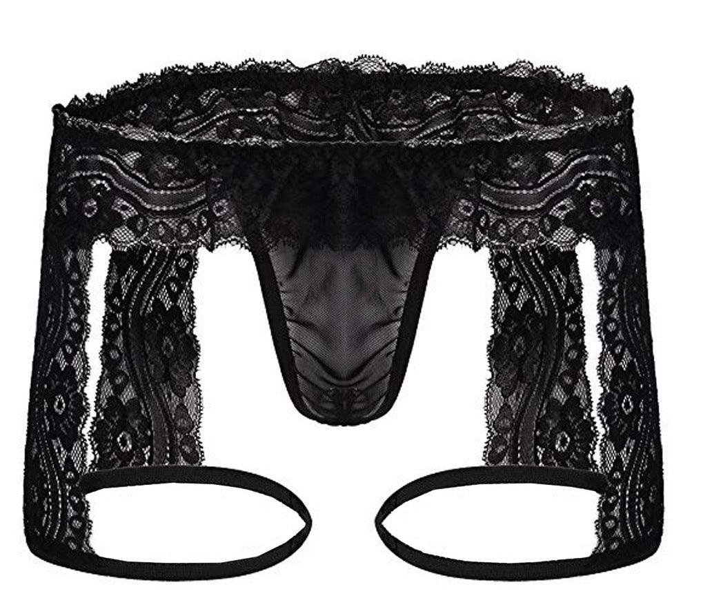 Bridal Suite open-back panties in Black, flat lay