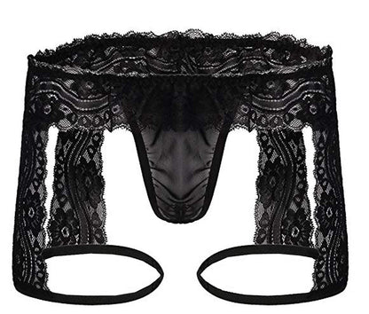 Bridal Suite open-back panties in Black, flat lay