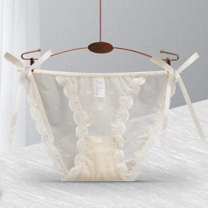 Loose Ends tie-side panties in Cream, flat lay