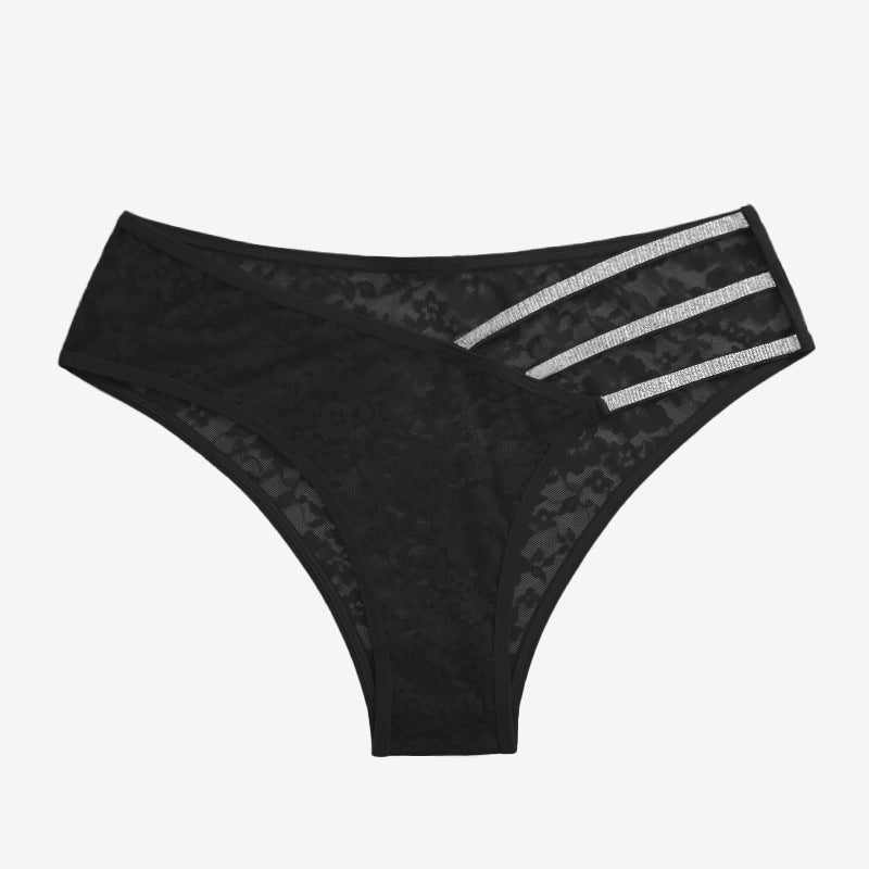 Crystal Lobby lace panties in Black, flat lay