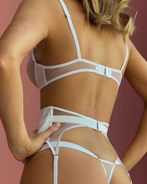 Sets White Scalloped Mesh 3-Piece Set Coochie Koo