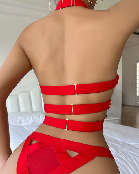 Sets Red High Neck Bandage Set Coochie Koo